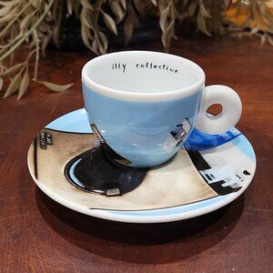 illy Art Collection 2002 Norma Jeane International Flight Espresso Cup & Saucer
